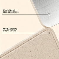 Planche à découper multifonctionnelle antibactérienne en paille de blé, planche à découper en acier inoxydable, planche à découper double face