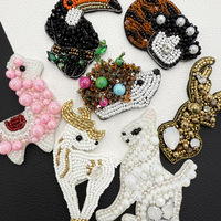 Appliques décoratives faites à la main en soie, perlées et délicates, motifs moutons, oiseaux, cerfs, renards, pour vêtements, sacs, chapeaux, DIY