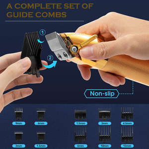 <span class=keywords><strong>Tondeuse</strong></span> à <span class=keywords><strong>Cheveux</strong></span> Électrique en Acier Inoxydable pour <span class=keywords><strong>Homme</strong></span>, Kit de Toilettage, Sans Fil, Or, Usb - Product Image 5