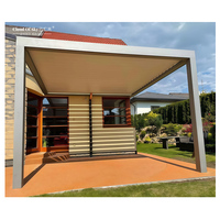 Pergola Bioclimatique Motorisée à Lames Orientables en Alliage d'Aluminium - Imperméable, Résistante au Vent, Thermolaquée, Facile à Assembler, Style Naturel Chinois