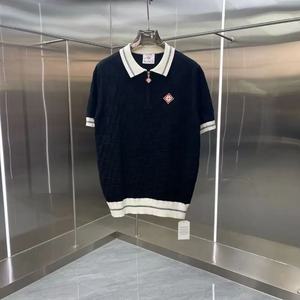 Maglione a Righe con Colletto Polo a Maniche Corte, Casual e Comodo, Versione di Alta Qualità per Uomo - Product Image 3