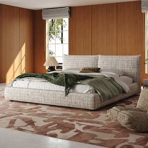 מכירת חיסול! ראש מיטה נשלף וניתן לכביסה, עשוי תערובת כותנה ופשתן, ריפוד מודרני מינימליסטי, מיטת פלטפורמה קינג סייז לבית פתוח. - Product Image 2