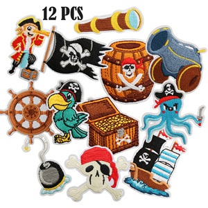 Patchs en tissu brodés thermocollants motif Ancre de bateau <span class=keywords><strong>pirate</strong></span> pour sacs, sacs à dos et chapeaux - Product Image 1
