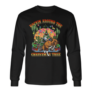 T-Shirt a Maniche Lunghe con Stampa Serigrafica Tema Cowboy Western, Unisex per Adulti, Collo Tondo, Design Festivo per Uso Promozionale - Product Image 3