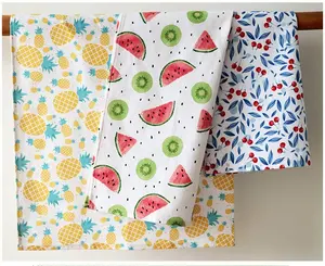 Toalhas de chá estampadas com design personalizado, conjunto de toalhas para cozinha com logotipo quadrado 100% algodão
