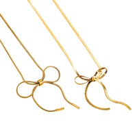 Joyería fina Simple de lujo para mujer, collares que no se deslustran, collar de cadena de espiga con lazo de nudo de mano de plata dorada