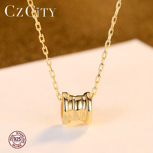 CZCITY minimalismo collana in argento Sterling 925 dorato collana con ciondolo natalizio tendenza - Product Image 4