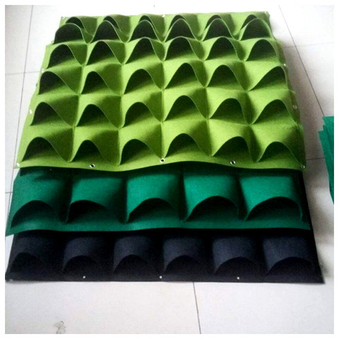 Green Square Plant Fiber Vertical Wall Plant Grow Bag 3/9/18/25/36/49/64 Pockets Reusable Durable Farmhouse Hanging Garden