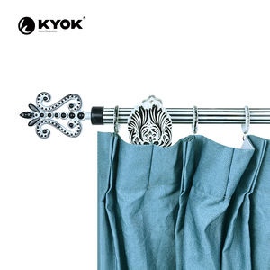 Estilo <span class=keywords><strong>de</strong></span> moda ventana cortina tubo hoja en forma <span class=keywords><strong>de</strong></span> cobre techo <span class=keywords><strong>remates</strong></span> anti latón cortina poste soportes para decoración <span class=keywords><strong>de</strong></span> interiores - Product Image 4