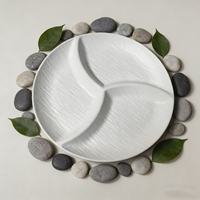 Assiette en céramique à motif sable mouvant, 3 compartiments, assiette à repas divisée pour le contrôle des portions, pour la cuisine à domicile