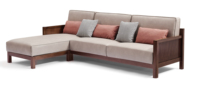 Fauteuil simple en bois massif, design moderne, siège rembourré en cuir avec accoudoirs en bois pour salon, bureau