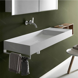 Lavabo rectangulaire à surface solide en pierre artificielle, nouveau design, vasque pour table, évier de salle de bains, 2020 - Product Image 2