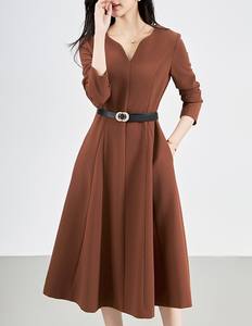 Bayan kokteyl elbise Vintage resmi iş elbiseleri 1950s kilise basit A-line pileli ofis elbise kemer - Product Image 1