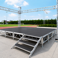 Estructura de aluminio modular para escenario, rectangular, para exteriores, de instalación rápida, negra, sin soldadura.