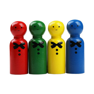 Colorful Wooden Figurines With <b>Bow</b> Print 75mm For Children Psychology Toy - Product Image 3