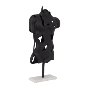 Scultura Astratta in Metallo con Torso Traforato, Base in Marmo, Pezzo d'Arte Moderna per Arredamento - Product Image 2