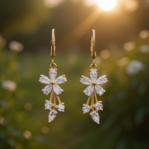 Boucles d'oreilles pendantes en cristal vert E468, plaquées or, serties de griffes, bijoux romantiques pour femmes, pour les soirées - Product Image 2