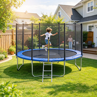 Trampoline d'extérieur avec filet de sécurité et échelle, trampoline familial souple pour enfants avec filet de protection, trampoline d'exercice pour jardin