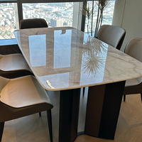 Table à Dîner en Pierre Frittée Moderne et Chaise, Pieds en Acier Inoxydable Italien