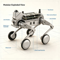 Kit modulaire bionique de robot chien quadrupède HiRobot avec moteur et caméra de profondeur PLC pour l'éducation et la recherche en STEM