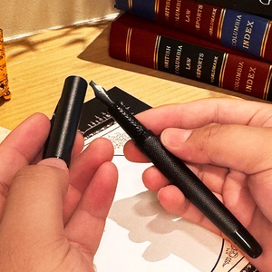 3 pezzi di nuove penne stilografiche nere Samurai in metallo con pennino largo, con pennino inciso per calligrafia <span class=keywords><strong>araba</strong></span> e tibetana, pennino inclinato 123 mm - Product Image 2