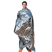 Couverture de survie thermique d'urgence 84"x64" en Mylar argenté imperméable, lot de 6, kit de camping et randonnée en plein air