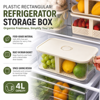 Boîte de rangement en plastique sans odeur pour réfrigérateur, grand conteneur rectangulaire hermétique pour la conservation des aliments et la cuisine