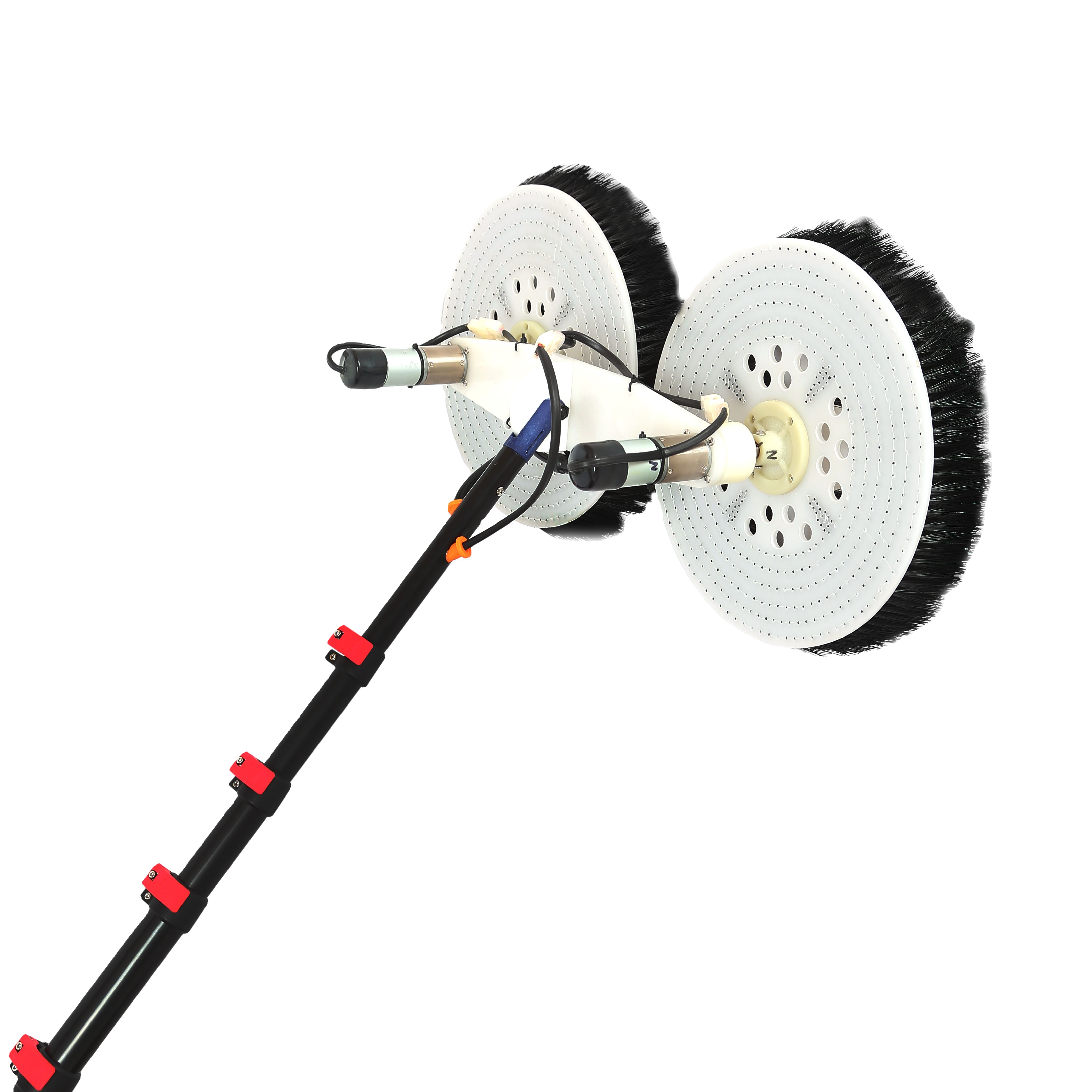 Электрическая вращающаяся щетка Extentclean для очистки окон с двойной головкой, очиститель солнечной фотоэлектрической панели с телескопическим полюсом