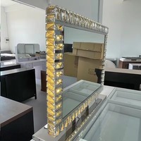 Miroir de maquillage moderne de bureau rond avec interrupteur tactile en métal, éclairage LED réglable et amovible pour coiffeuse, chambre et hôtel