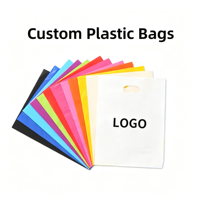 Sac en plastique PE durable avec poignée découpée, recyclable, écologique, imperméable, pour vêtements, shopping, emballage, taille et couleur personnalisables