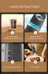 New ABS Plastic Salt & <b>Pepper</b> <b>Grinder</b> Set with Rechargeable Charging Base LED 6 Adjustable Coarseness Gravity Gift Set - Product Image 4