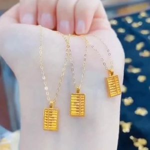 เครื่องประดับแฟชั่นหรูหราทันสมัย Xinfly 2023 ทองคำแท้ 999 บริสุทธิ์ 24K รูปทรงลูกคิด จี้นำโชค สร้อยคอทองคำ 18K - Product Image 3