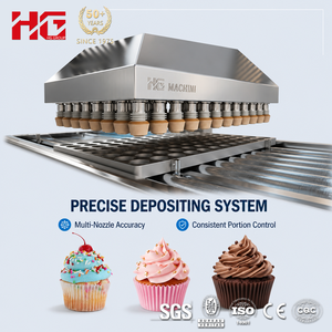 Ligne de fabrication entièrement automatique de beignets et de cupcakes HG, ligne de transformation de beignets et de cupcakes avec <span class=keywords><strong>four</strong></span> tunnel multi-zones SUS304 SGS - Product Image 2