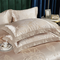 Personnalisé 100% Coton Satin Brodé Jacquard Quatre Pièces Mariage Broderie 60 Coton Housse de Couette Ensemble de Literie Jacquard