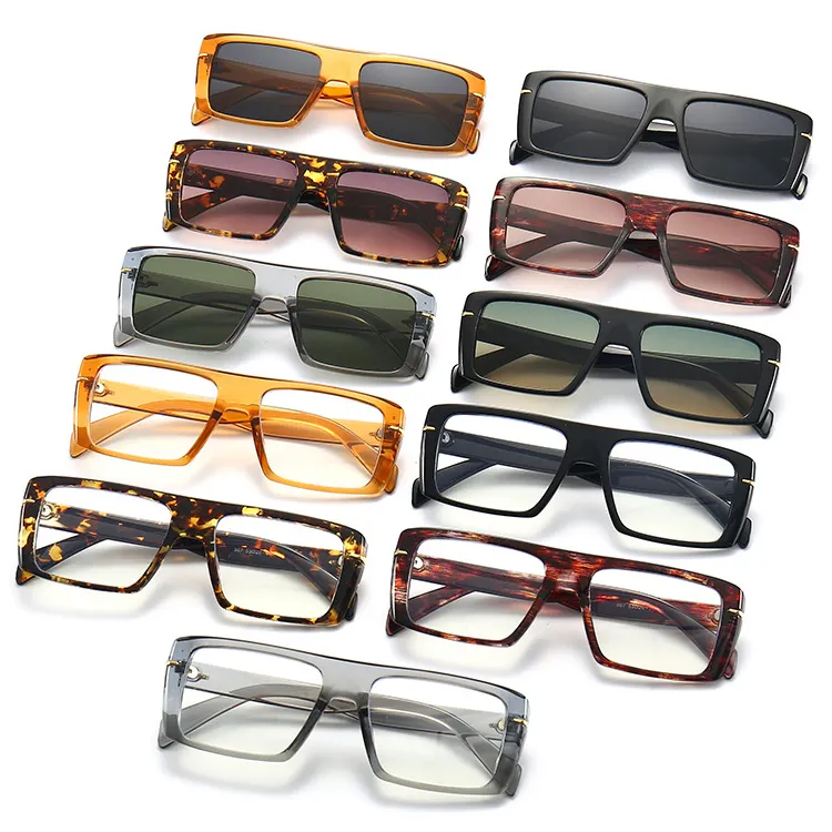 Kacamata DL Penjualan Laris Kacamata Hitam Persegi Panjang Kacamata Hitam Asetat Datar Atas Persegi Cahaya Biru Kacamata Optik Bingkai Kacamata