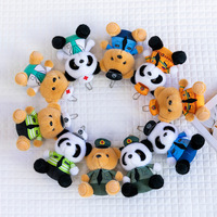 SongshanToys Vente en gros Personnalisé Pendentif Ours en peluche policier Mini figurines de police et de médecin en peluche Porte-clés sac uniforme cadeau pour enfants