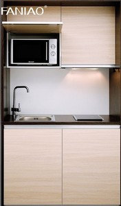 Özel Tasarım Çevre Dostu Modern Mini Otel Dairesi Mutfak Bölmesi Modüler Melamin Dolaplar Musluk Çekmece Sepet Mutfak Tezgahı - Product Image 3