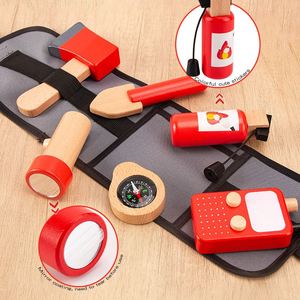 Sac banane en bois pour enfants, kit de jeu de rôle <span class=keywords><strong>pompier</strong></span>, avec extincteur, pour tout-petits garçons et filles, costume de <span class=keywords><strong>pompier</strong></span> - Product Image 5