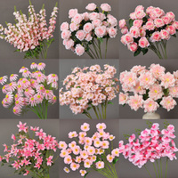 Rangkaian Bunga Buatan Tangan Merk Yimu Warna Pink, Eucalyptus, Areca Palm, Camellia, Gypsophila, Hydrangea, Untaian Tunggal untuk Perayaan Pernikahan