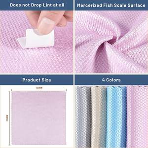 Panno in Microfibra a Scaglie di Pesce <span class=keywords><strong>con</strong></span> Logo Personalizzato, Vendita Calda, Asciugamano Senza Pelucchi per Lucidatura Vetri, Uso in Cucina e Lavaggio Piatti - Product Image 5