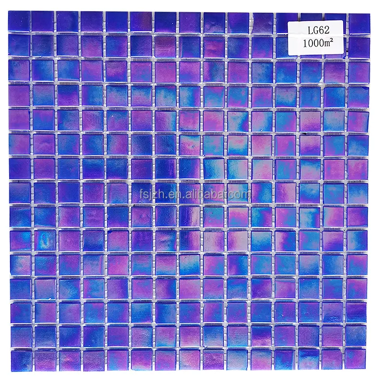 Factory Cheap Golden Line ocean Blue Square Glass Swimming Pool Mosaic Tile