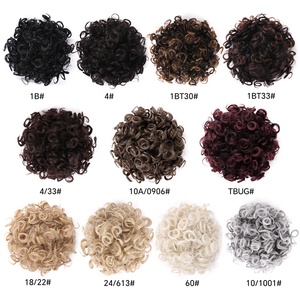 Große lockige synthetische Haar teile Schwarze Frauen Kurze lockige Hochs teck frisur Kordel zug Chignon Gummiband <span class=keywords><strong>Messy</strong></span> Hair <span class=keywords><strong>Bun</strong></span> Scrunch ies - Product Image 3
