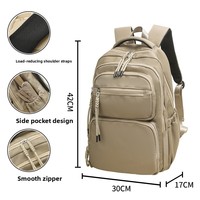 Sac à dos scolaire léger et imperméable en nylon, grande capacité, multi-poches, organisation optimisée, idéal pour la randonnée et les week-ends en plein air