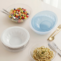 Ensemble de vaisselle de fête en plastique incassable, sans BPA, écologique, compatible micro-ondes, 24 pièces (assiettes et bols), 6 bols à trifle, 5 Qt, couleur personnalisée