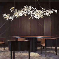 Lampe suspendue moderne en céramique Ginkgo Biloba décoration artistique lustre d'escalier éclairage pour salle à manger