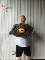 Desain khusus pabrik dekorasi dinding latar belakang patung serat kaca kerajinan Resin 3D seni gantungan dinding dinding dinding mata dinosaurus