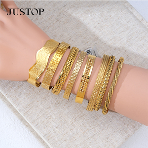 Bangles OEM/OEM custom waterproof stainless steel Gold plating Fashion Jewelry hypoallergenic supplies bracelets and bangles - Product Image 1