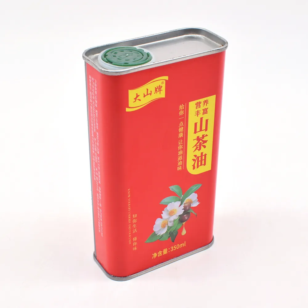 350ml Factory Customized Food Grade Square Engine Tin Rectangular Extra Virgin Olive Oil Packaging Metal Paint Tin Can Oil tin