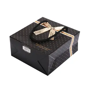 Custom Luxury Boutique Clothing Gift Paper Shopping Bag With Ribbon Handle Matte Retail Tote Bag Logo Cardboard Packaging Boxes