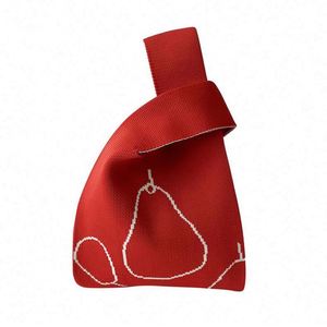 Cartoon Heart Floral Knitted Handbag Mini Wedding Personalized Gift Bag Knot <b>Wristlet</b> Crochet Tote Bag - Product Image 5